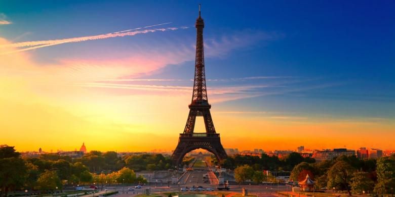 Pemandangan Indah Eiffel Sebuah Menara Tinggi Perancis
